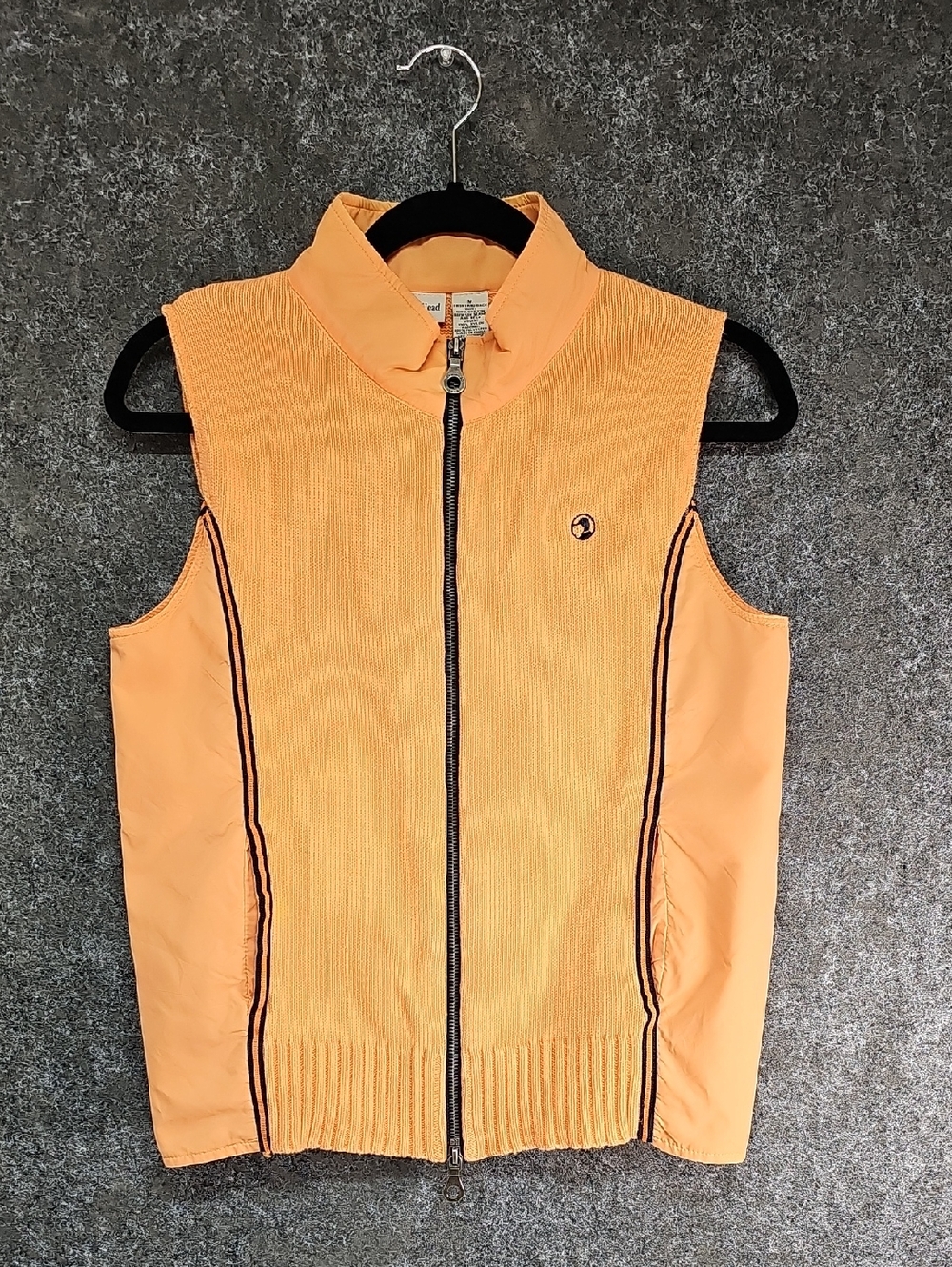 Vtg Duck Head Sweater Vest, Orange Navy, Cotton Nylon, Size Medium